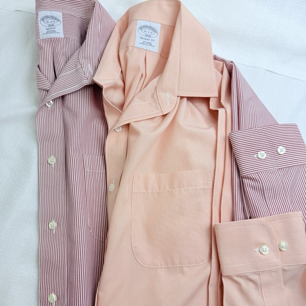 2 Brooks Brothers 1818 Regent MENS 15 2/3 Long Sleeve Button Down Dress Shirts